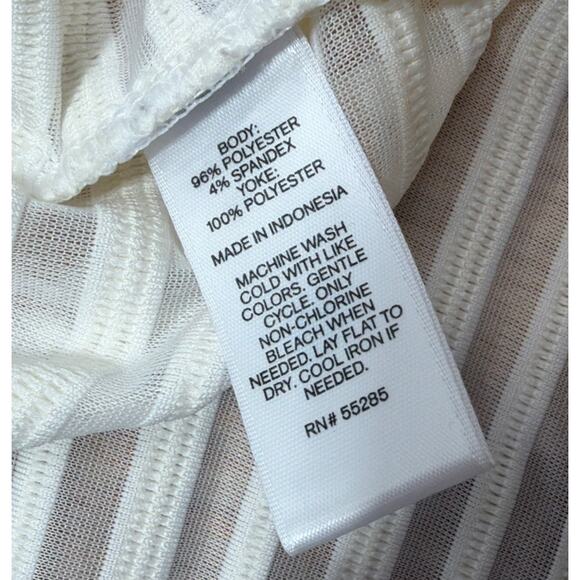 Express Petite Size S Sheer Ribbed White Top Blouse Women Modern Stylish Back - Picture 4 of 6